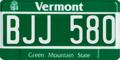 VT license plate BJJ580