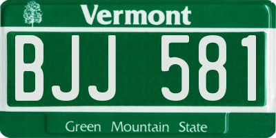 VT license plate BJJ581