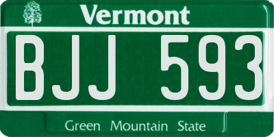 VT license plate BJJ593