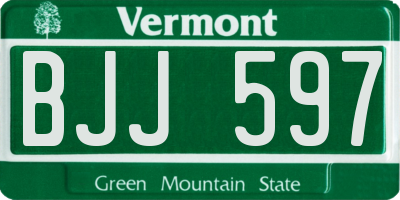VT license plate BJJ597