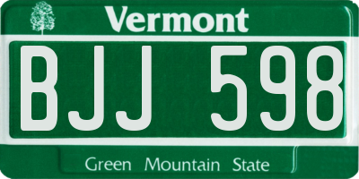 VT license plate BJJ598