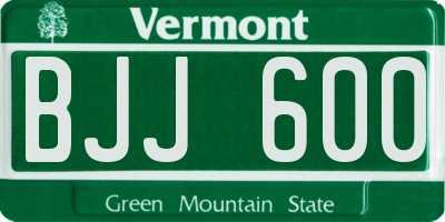 VT license plate BJJ600