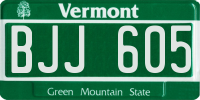 VT license plate BJJ605