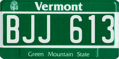 VT license plate BJJ613