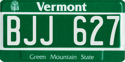 VT license plate BJJ627