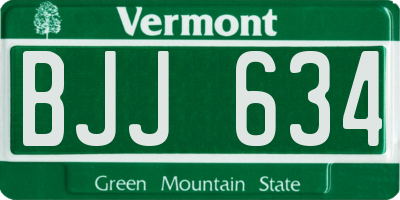 VT license plate BJJ634