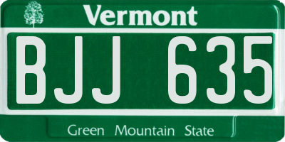 VT license plate BJJ635