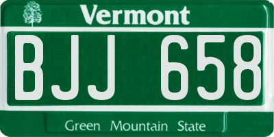 VT license plate BJJ658