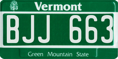 VT license plate BJJ663