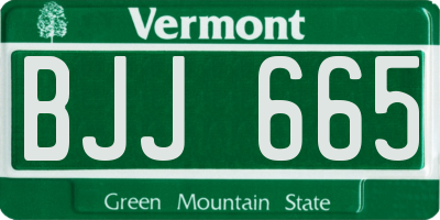 VT license plate BJJ665
