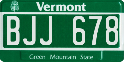 VT license plate BJJ678