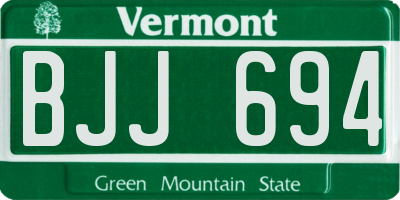 VT license plate BJJ694