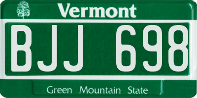 VT license plate BJJ698