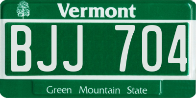 VT license plate BJJ704
