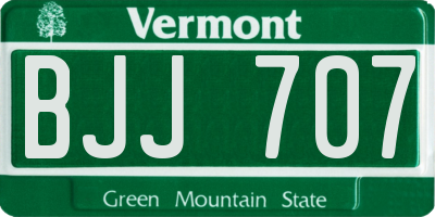 VT license plate BJJ707
