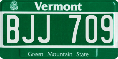 VT license plate BJJ709