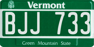 VT license plate BJJ733