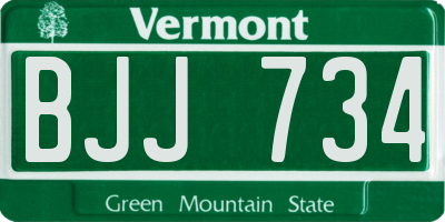VT license plate BJJ734