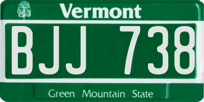 VT license plate BJJ738