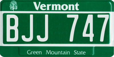 VT license plate BJJ747