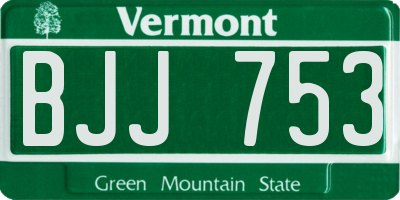 VT license plate BJJ753