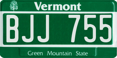 VT license plate BJJ755