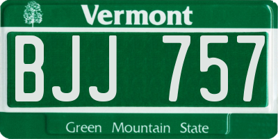 VT license plate BJJ757