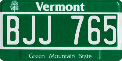 VT license plate BJJ765