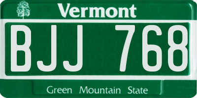 VT license plate BJJ768