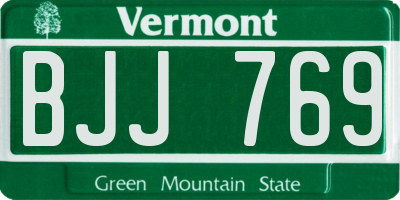 VT license plate BJJ769