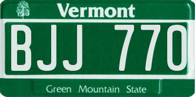 VT license plate BJJ770