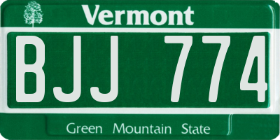 VT license plate BJJ774