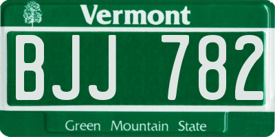 VT license plate BJJ782