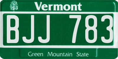 VT license plate BJJ783