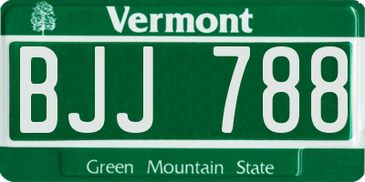 VT license plate BJJ788