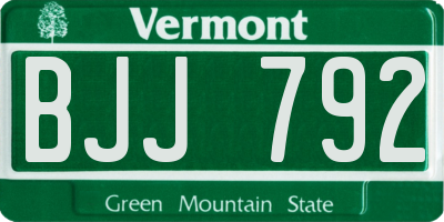 VT license plate BJJ792