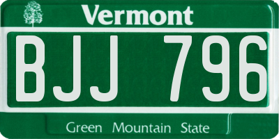 VT license plate BJJ796