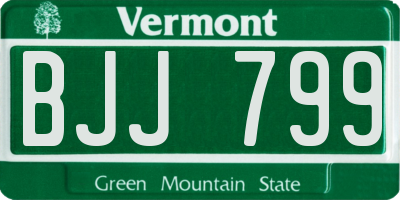 VT license plate BJJ799
