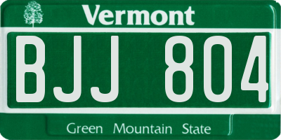 VT license plate BJJ804