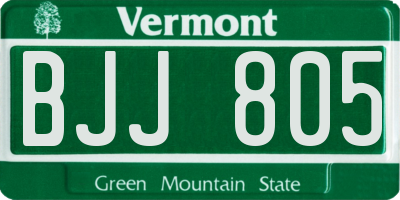 VT license plate BJJ805