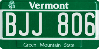 VT license plate BJJ806