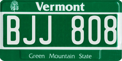 VT license plate BJJ808