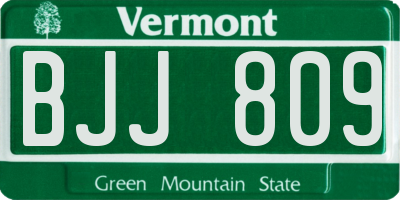 VT license plate BJJ809