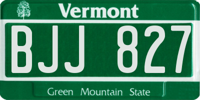 VT license plate BJJ827