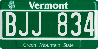 VT license plate BJJ834