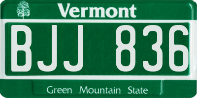 VT license plate BJJ836