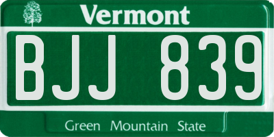 VT license plate BJJ839