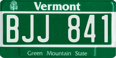 VT license plate BJJ841