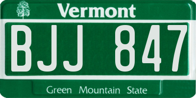 VT license plate BJJ847