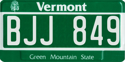 VT license plate BJJ849